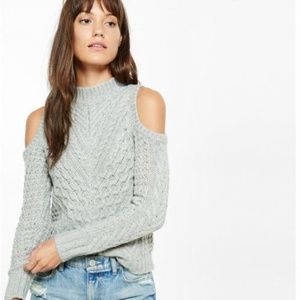Cold shoulder cable knit sweater